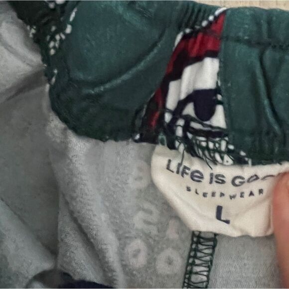 Life Is Good Pants Mens Green Red Christmas Pajama Flannel Size L - Picture 4 of 4